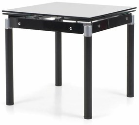 Asztal Houston 209Fekete, 76x80x80cm, Hosszabbíthatóság, Edzett üveg, Fém