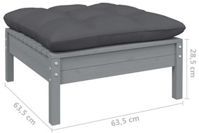 vidaXL 7 részes szürke fenyőfa kerti ülőgarnitúra párnákkal