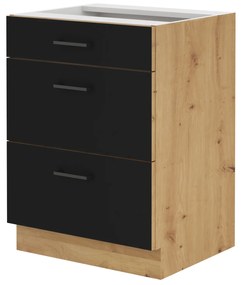 Alsó konyhaszekrény fiókokkal Miraluna (artisan tölgy + matt fekete). 1062359