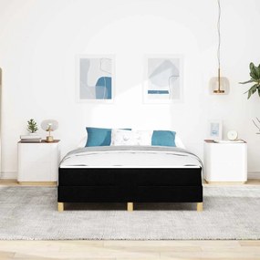Boxrugós ágy Fekete és Barna 160 x 200 cm Textil és mérnöki fa