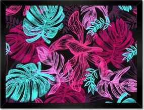 Monstera keretes poszter 40x30, levelek színben