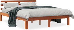 vidaXL viaszbarna tömör fenyőfa ágy matrac nélkül 120 x 190 cm