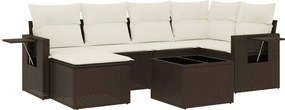 vidaXL 7 részes barna polyrattan kerti ülőgarnitúra párnákkal