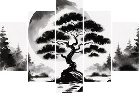 Kép – Fekete-fehér bonsai (150x105 cm)