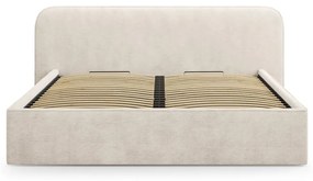 Bézs kárpitozott ágyneműtartós franciaágy ágyráccsal 180x200 cm Elizabeth – Micadoni
