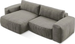 Szürke zsenília kinyitható sarokkanapé (bal oldali-heverő résszel) Kuki – Makamii
