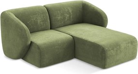 Zöld zsenília sarokkanapé (jobb oldali-heverő résszel) Lani – Makamii