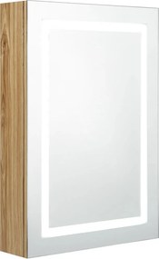 vidaXL tölgyszínű LED-es tükrös fürdőszobaszekrény 50 x 13 x 70 cm