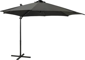 vidaXL antracitszürke konzolos napernyő rúddal és LED-fényekkel 300 cm