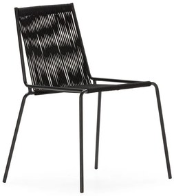 Fekete fém rakásolható étkezőszék szett 2 db-os Emily – Marckeric