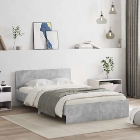betonszürke ágykeret fejtámlával és LED-del 140x190 cm