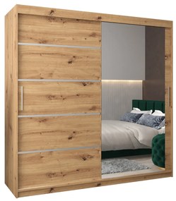 Ruhászekrény 200 cm tükörrel Verika 2 200 (artisan tölgy). 1064223