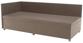 Kárpitozott vendégágy AMSTERDAM, univerzális fejtámlával és tárolóhellyel 90x200 cm, bézs