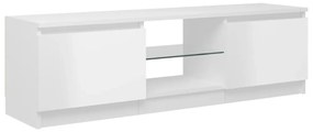 magasfényű fehér TV-szekrény LED lámpákkal 120 x 30 x 35,5 cm