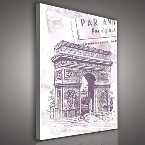 Vászonkép 75x100 Párizs Diadalív vintage retro vázlat illusztráció