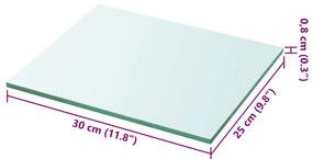 2 db átlátszó üveg paneles polc 30 x 25 cm