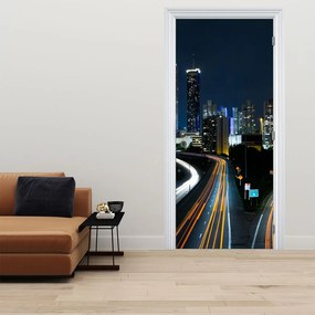 Fotótapéta ajtóra - Éjszakai metropolisz (95x205cm)