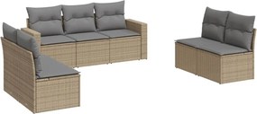 vidaXL 7 részes bézs polyrattan kerti ülőgarnitúra párnákkal