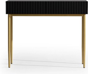 Nicole konzolasztal 100 cm fiókokkal - matt fekete / arany lábak