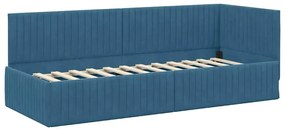 Sarokágy keret fejtámlával Kék 80 x 200 cm Bársony