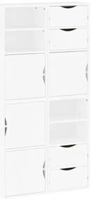 4 db fehér tömörfa fenyőfa oldalsó szekrény ODDA 40x24x79 cm