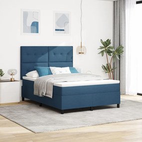 Box Spring Ágy Matraccal Kék 140x200 cm Szövet