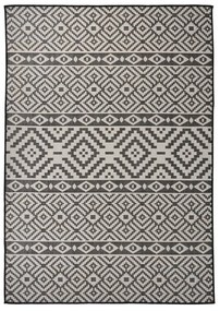 fekete csíkos lapos szövésű kültéri szőnyeg 140 x 200 cm