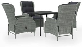 vidaXL 5 részes világosszürke kerti étkezőgarnitúra