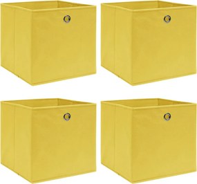 vidaXL 4 db sárga szövet tárolódoboz 32 x 32 x 32 cm
