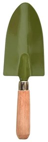 Fém kézi ásó fa nyéllel, olivazöld