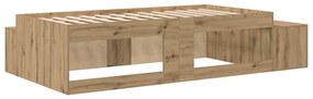 Ágykeret tárolóval kézműves tölgy 244 x 127 x 53.5 cm Faanyag