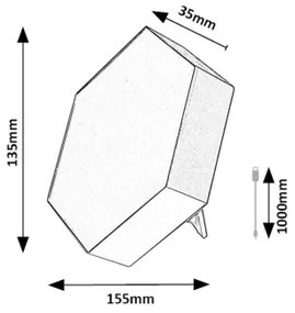 Rabalux 76023 - JOCKER LED RGB asztali lámpa, 1W, 5V, dimmelhető, DO-val
