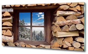 Üvegkép nyomtatás Winter az ablakon osh-111665307