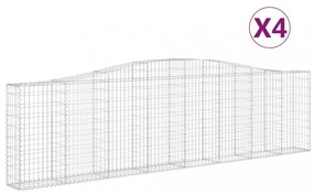vidaXL 4 db íves horganyzott vas gabion kosár 400x30x100/120 cm