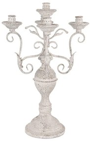 Erősen antikolt fehér vintage gyertyatartó 5 ágas 58 cm