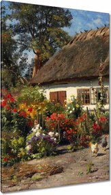 Vászonkép 80x120 Vidéki házikó virágokkal