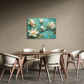 Üveg kép - 3D magnóliák (70x50 cm)