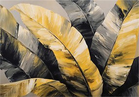 Fotótapéta Levelek Absztrakt Sárga Fekete Falra Hálószoba Nappali 200x140