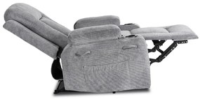 Elektromosan Vezérelhető Masszázsfunkciós Relaxfotel Sötétszürke Szövet Kárpittal. BOX 2