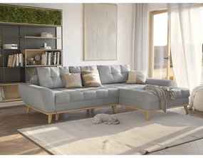 Világosszürke kinyitható sarokkanapé (jobb oldali) Balitco – Ropez