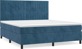vidaXL sötétkék bársony rugós ágy matraccal 160x200 cm