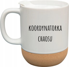 Fehér Bögre Fedéllel És Parafa Aljjal, Ajándék Káosz Koordinátor