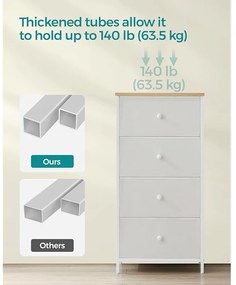 Tároló szekrény négy fiókkal, ruhás szekrény, fehér és tölgy 80x30x85cm