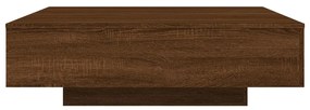 barna tölgyszínű dohányzóasztal LED-lámpákkal 100 x 100 x 31 cm