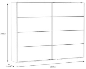Gardróbszekrény tükörrel OREN 270x210 cm artisan tölgy