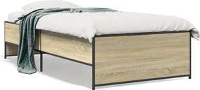 vidaXL sonoma tölgyszínű szerelt fa és fém ágykeret 90 x 200 cm