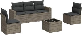 vidaXL 6 részes szürke polyrattan kerti ülőgarnitúra párnákkal