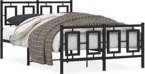 vidaXL fekete fém ágykeret fej- és lábtámlával 120 x 190 cm
