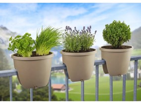 Gardenico virágtartó erkélykorlátra Balconia OVI taupe, átmérő: 30 cm