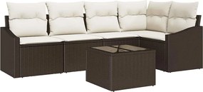 vidaXL Kanapé Szett párnával 6 pcs Barna polirattan
